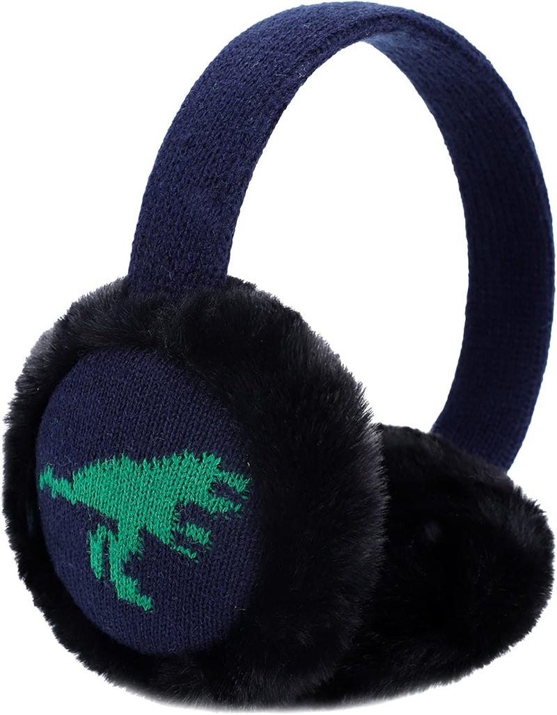 BUTITNOW Toddler Kids Knit Dinosaur Earmuffs Soft Plush Comfortable Winter Outdoor Ear Warmers for Boys Girls - Image 2